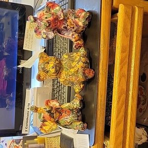 Porcelain Patchworks pair of Elephants & a Bear 🐻